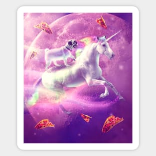 Space Pug Riding On Flying Unicorn With Taco Sticker